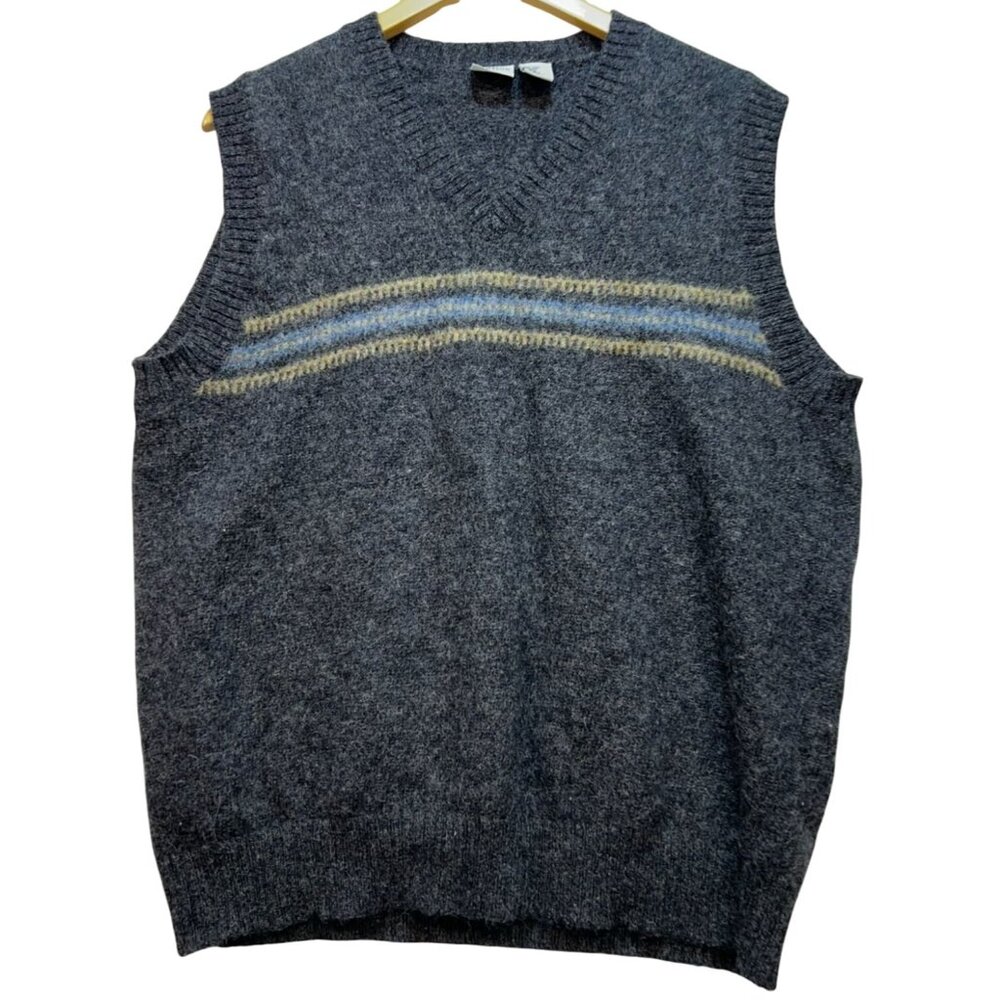 Whitefish Bay Men's Wool Pullover Sweater Vest Knit Sleeveless Size XL Gray